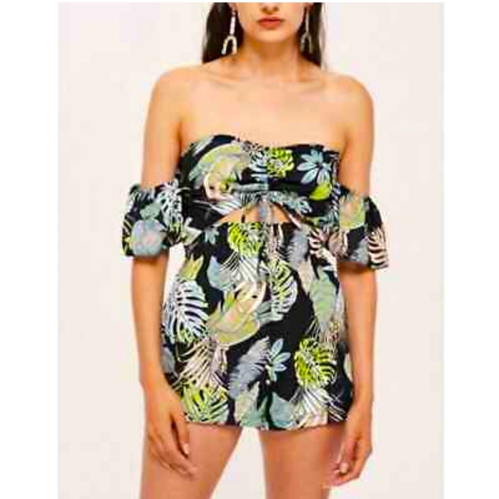 NWT LF tropical off shoulder romper BONED